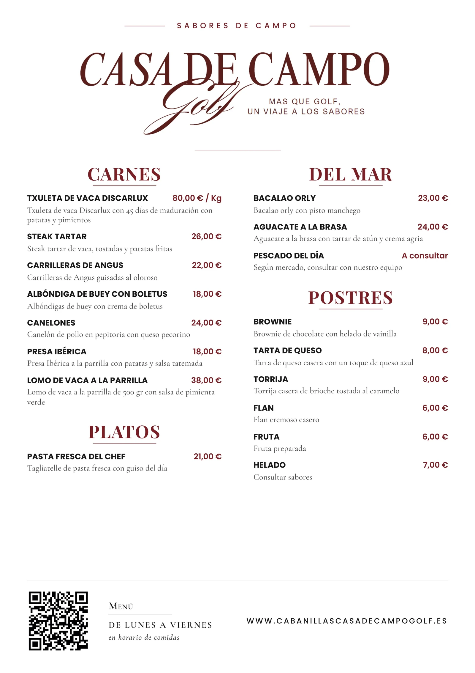 Carta Restaurante Casa de Campo — página 2