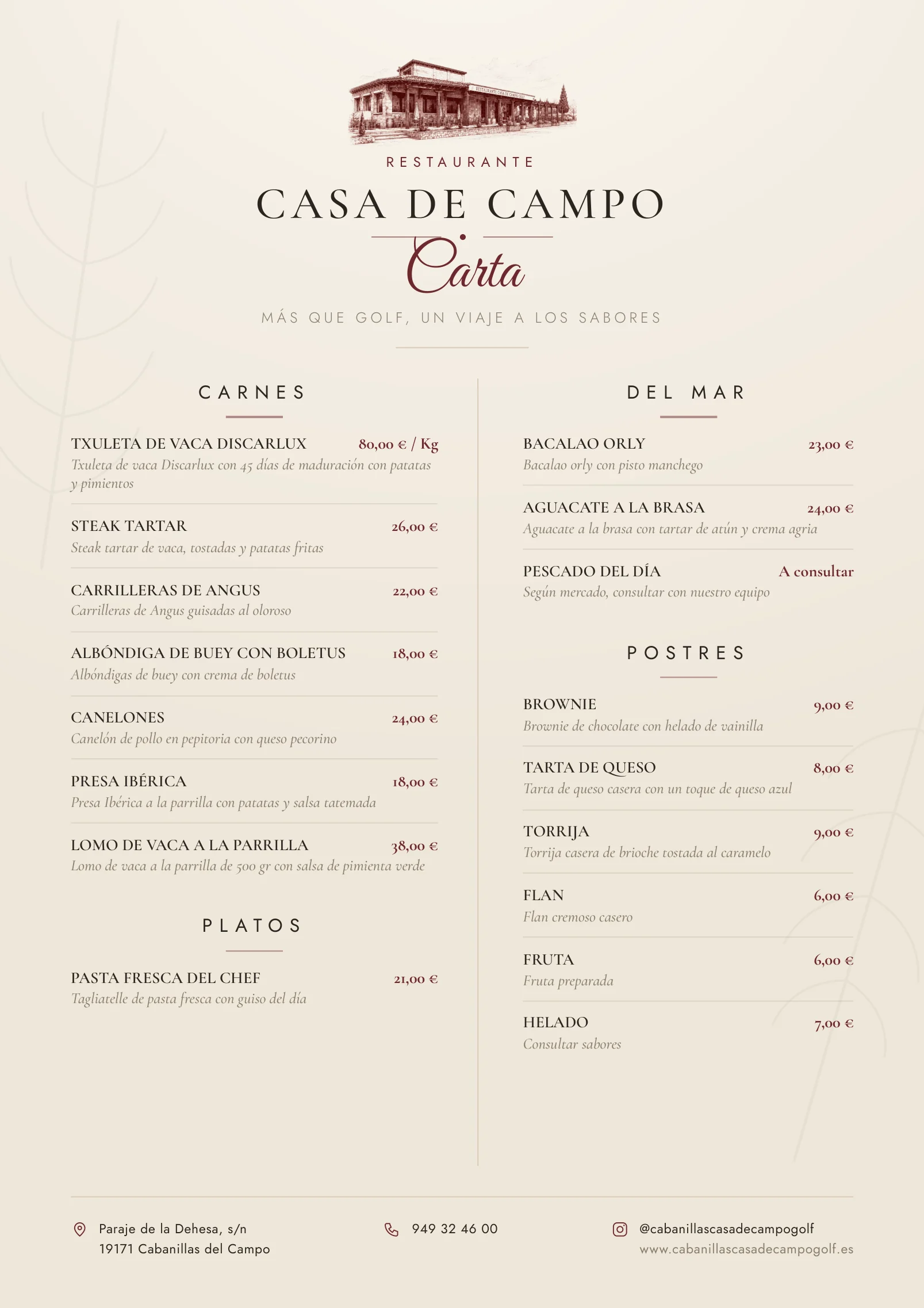 Carta Restaurante Casa de Campo — página 2